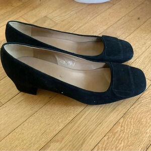 Talbots black suede block heel  flats